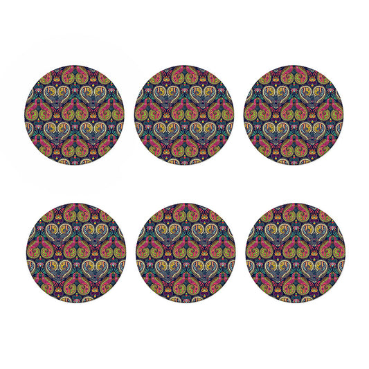 Colorful Boho Paisley Pattern Print Coaster Set