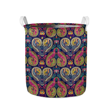 Colorful Boho Paisley Pattern Print Collapsible Laundry Basket