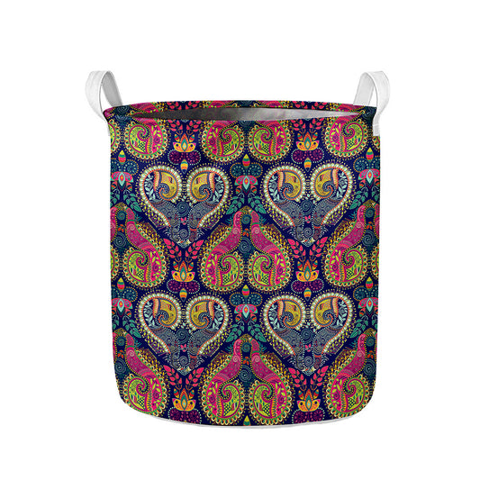 Colorful Boho Paisley Pattern Print Collapsible Laundry Basket