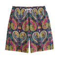 Colorful Boho Paisley Pattern Print Cotton Shorts