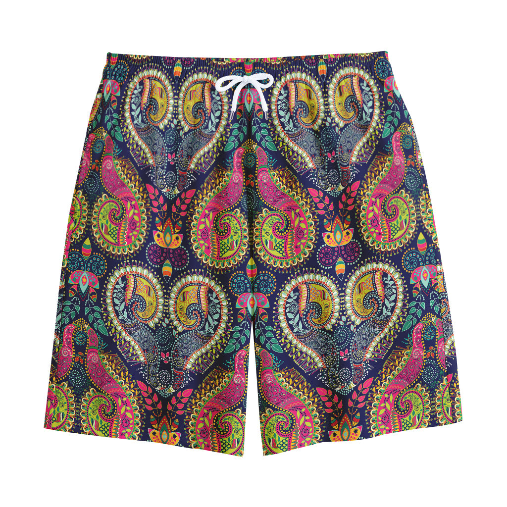 Colorful Boho Paisley Pattern Print Cotton Shorts