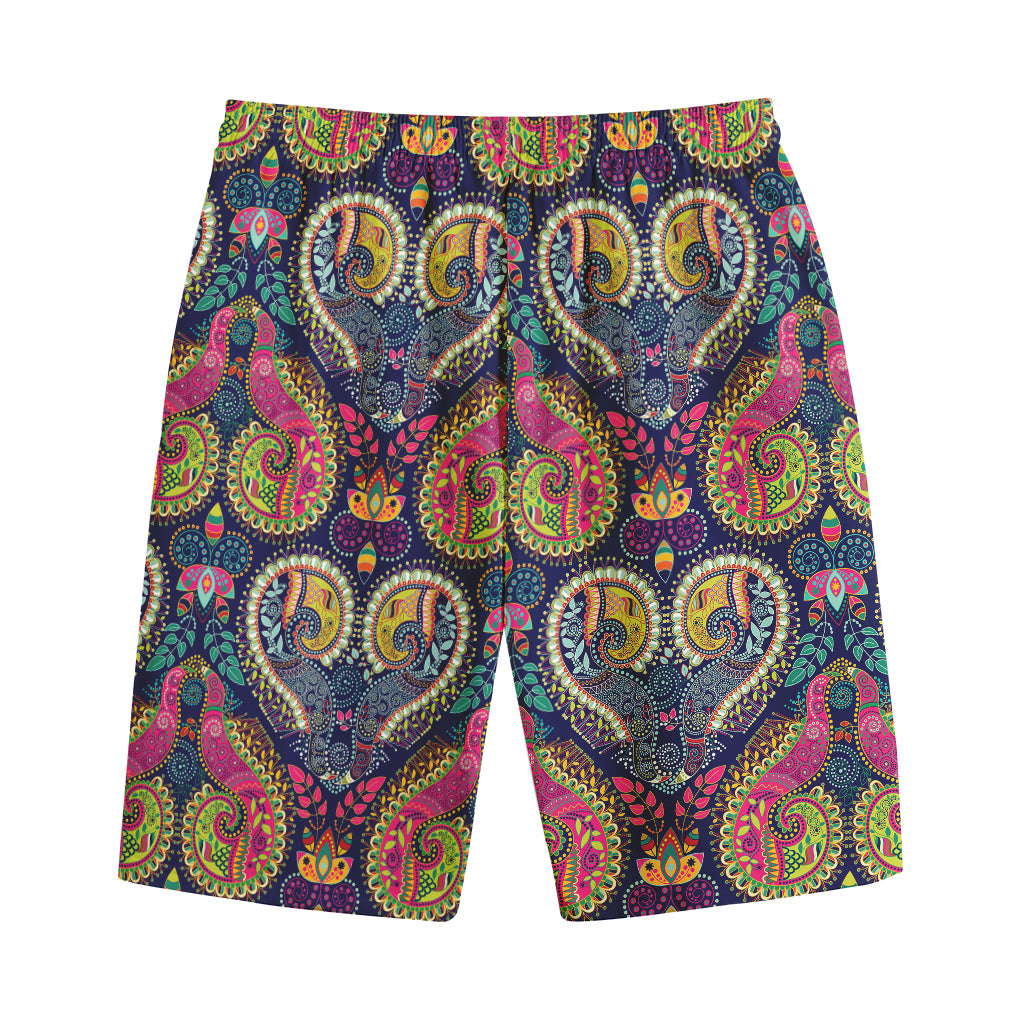 Colorful Boho Paisley Pattern Print Cotton Shorts
