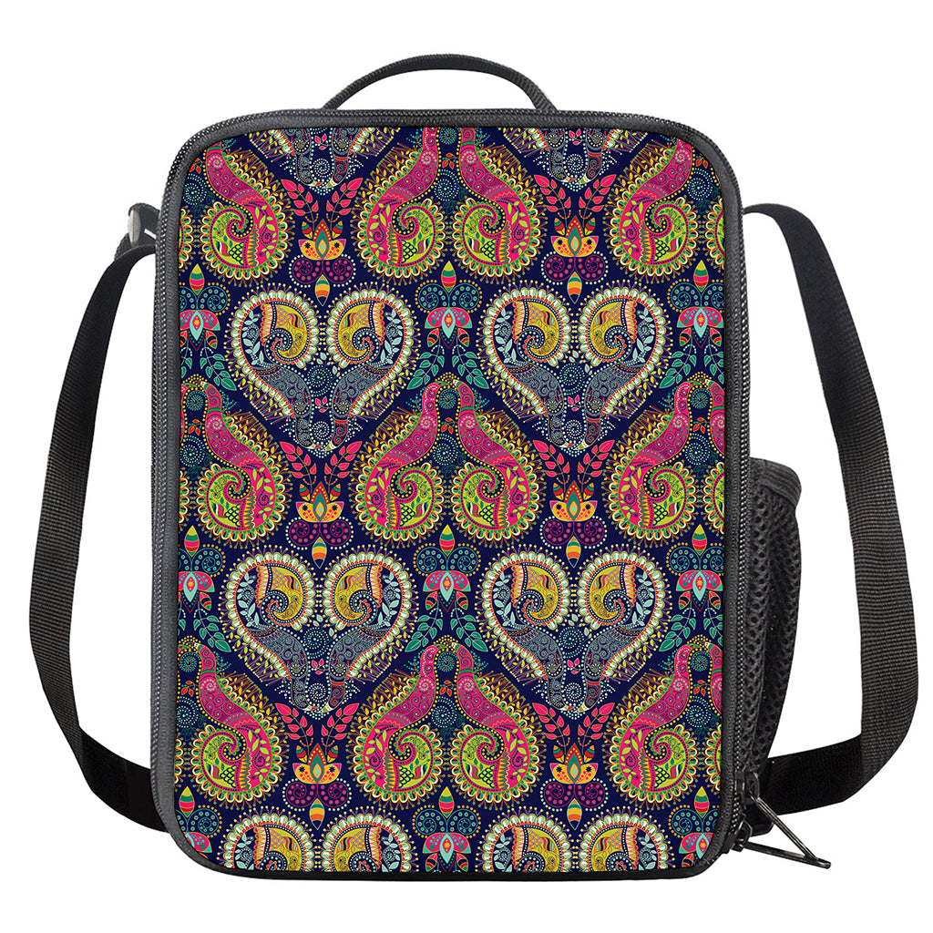 Colorful Boho Paisley Pattern Print Crossbody Lunch Bag