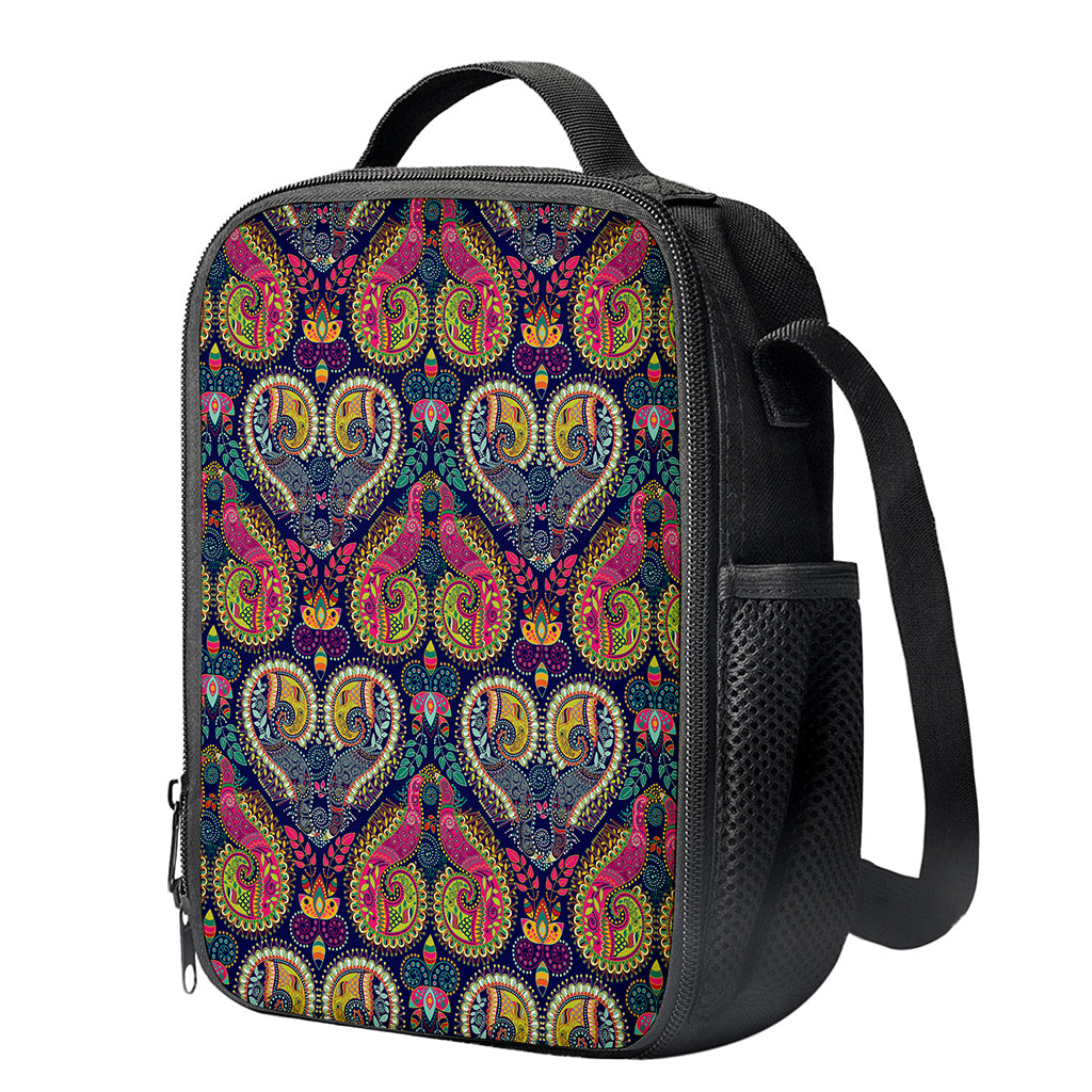 Colorful Boho Paisley Pattern Print Crossbody Lunch Bag