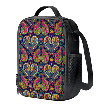 Colorful Boho Paisley Pattern Print Crossbody Lunch Bag