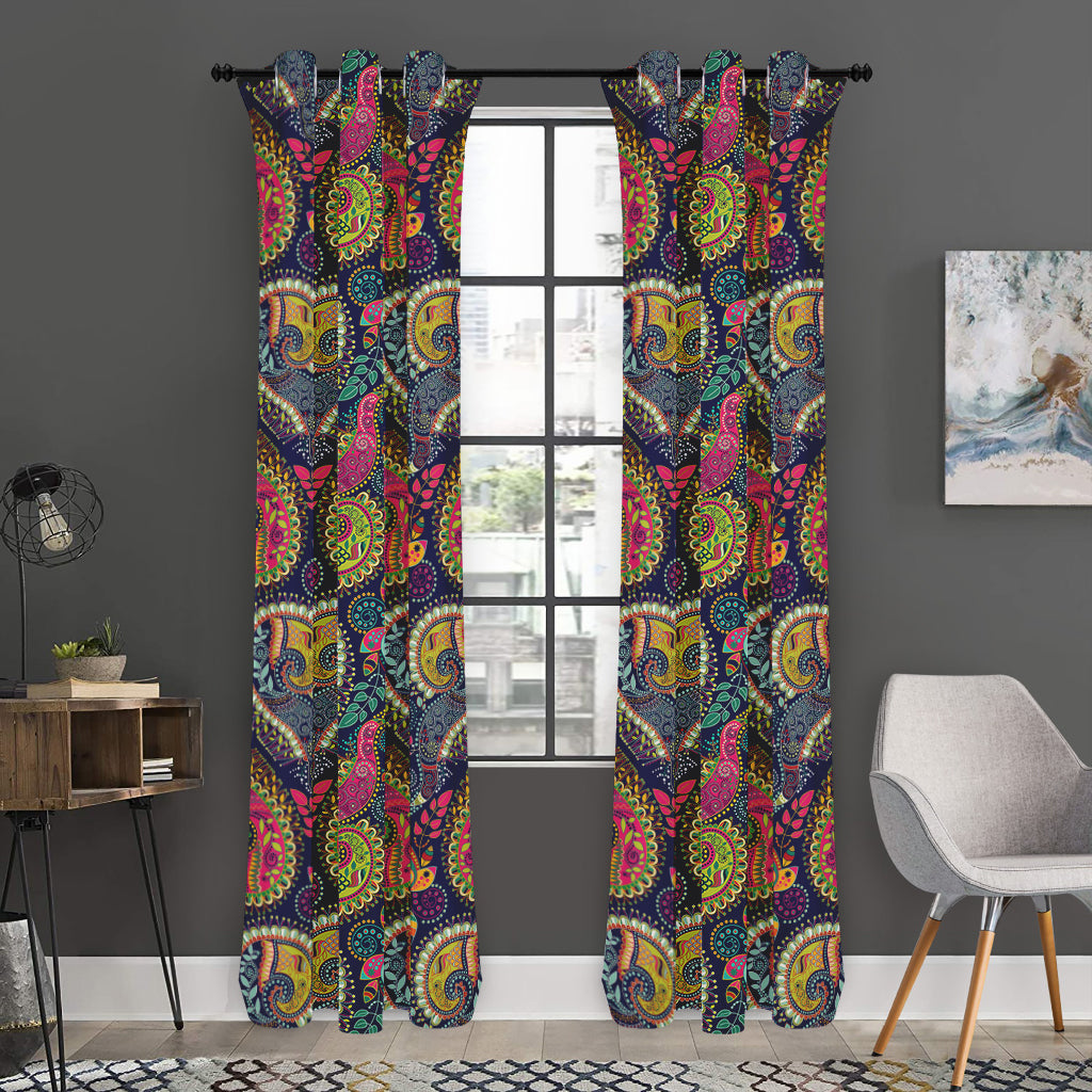 Colorful Boho Paisley Pattern Print Curtain
