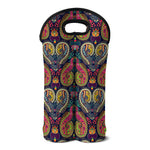 Colorful Boho Paisley Pattern Print Double Neoprene Wine Tote