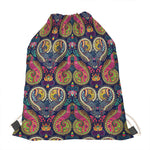 Colorful Boho Paisley Pattern Print Drawstring Bag