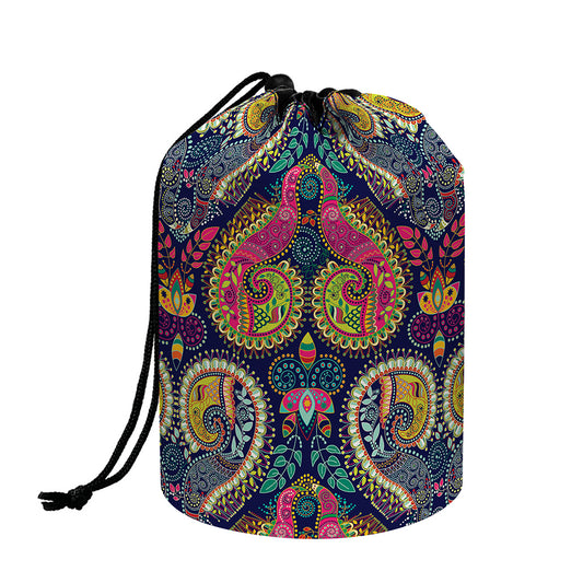 Colorful Boho Paisley Pattern Print Drawstring Makeup Bag