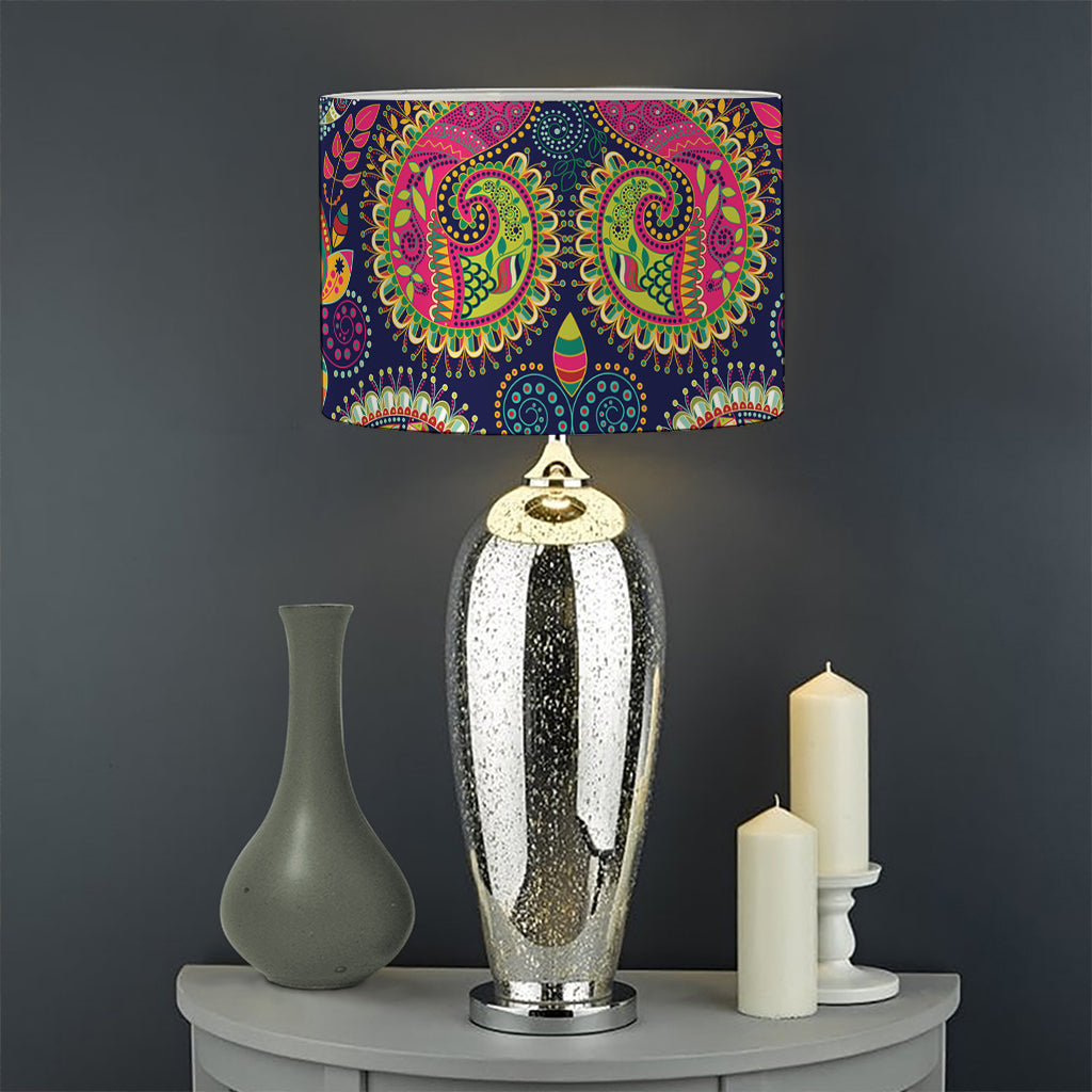 Colorful Boho Paisley Pattern Print Drum Lamp Shade
