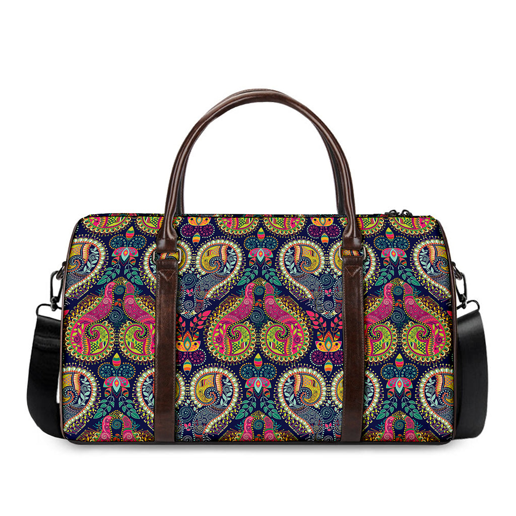 Colorful Boho Paisley Pattern Print Duffle Bag
