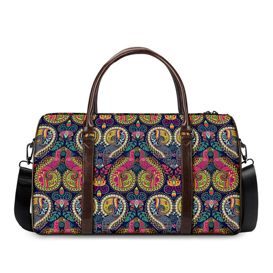 Colorful Boho Paisley Pattern Print Duffle Bag