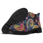 Colorful Boho Paisley Pattern Print Flat Ankle Boots
