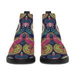 Colorful Boho Paisley Pattern Print Flat Ankle Boots