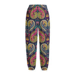 Colorful Boho Paisley Pattern Print Fleece Lined Knit Pants