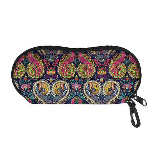 Colorful Boho Paisley Pattern Print Glasses Case