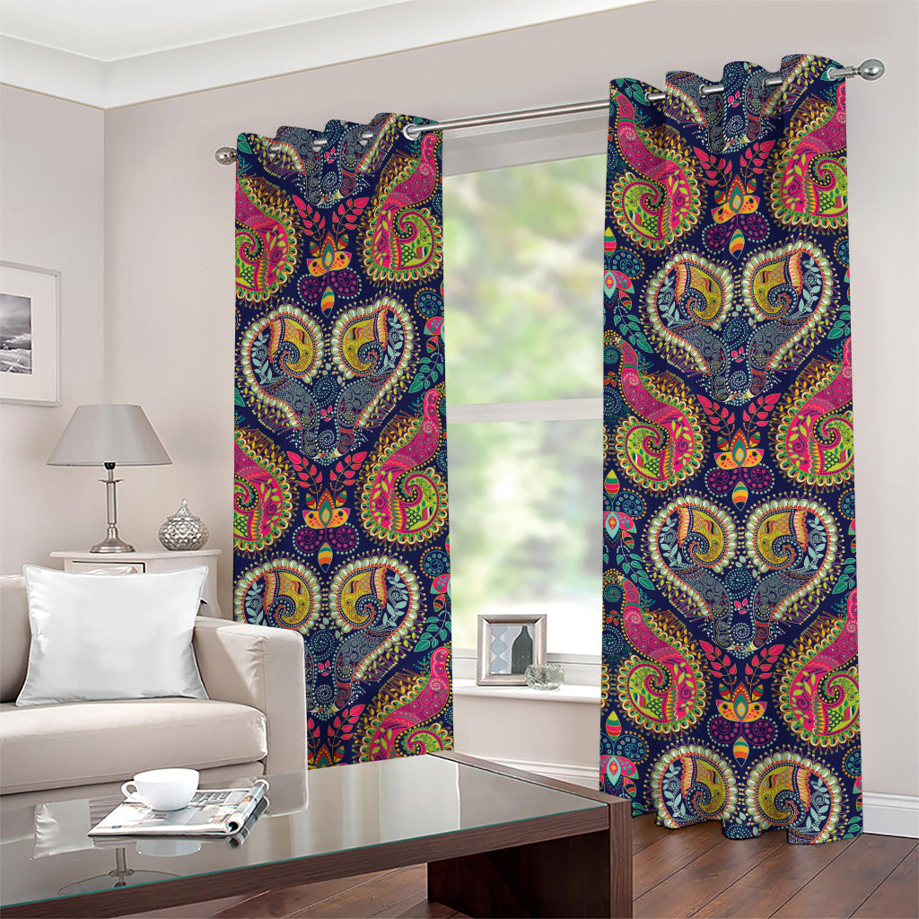 Colorful Boho Paisley Pattern Print Grommet Curtains