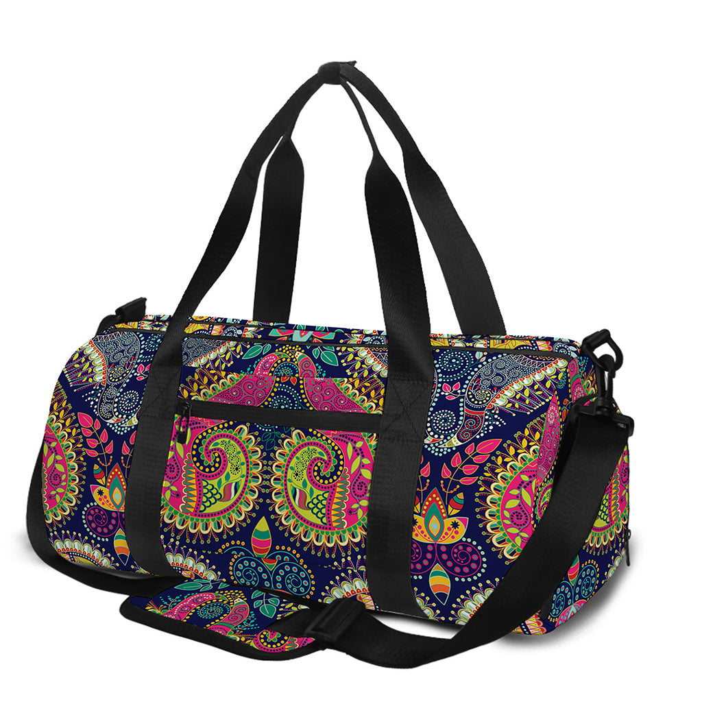 Colorful Boho Paisley Pattern Print Gym Bag