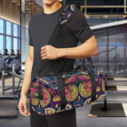 Colorful Boho Paisley Pattern Print Gym Bag