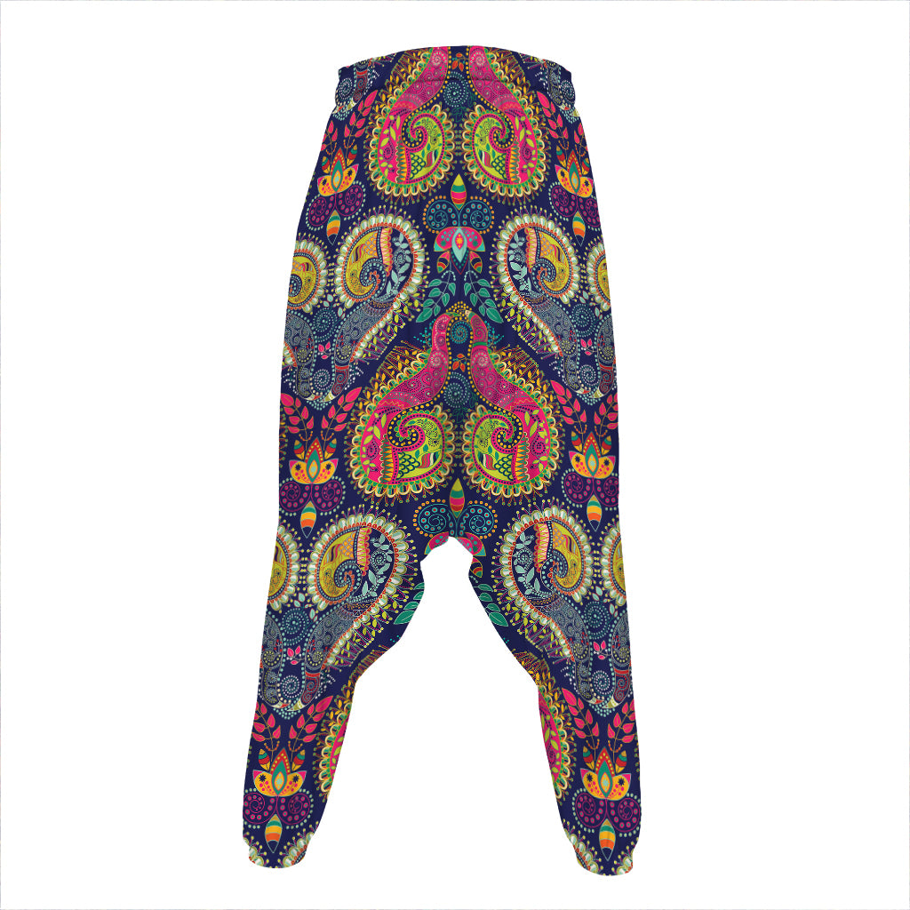 Colorful Boho Paisley Pattern Print Hammer Pants