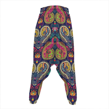 Colorful Boho Paisley Pattern Print Hammer Pants