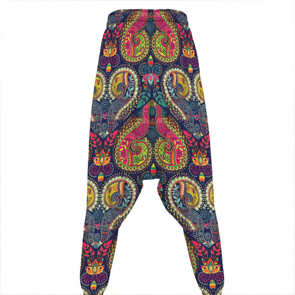 Colorful Boho Paisley Pattern Print Hammer Pants