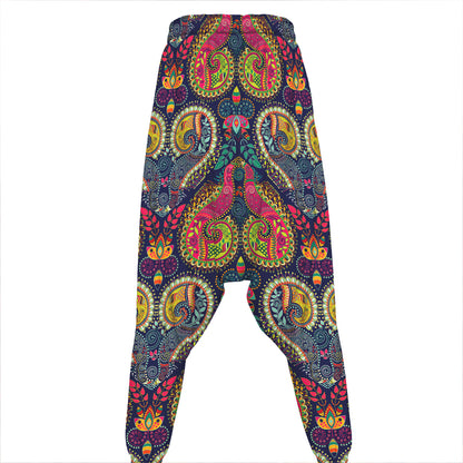 Colorful Boho Paisley Pattern Print Hammer Pants