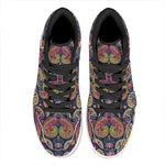 Colorful Boho Paisley Pattern Print High Top Leather Sneakers