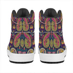 Colorful Boho Paisley Pattern Print High Top Leather Sneakers