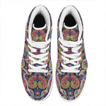 Colorful Boho Paisley Pattern Print High Top Leather Sneakers