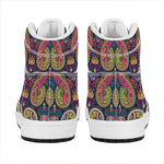 Colorful Boho Paisley Pattern Print High Top Leather Sneakers