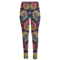 Colorful Boho Paisley Pattern Print High-Waisted Pocket Leggings