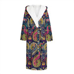 Colorful Boho Paisley Pattern Print Hooded Bathrobe