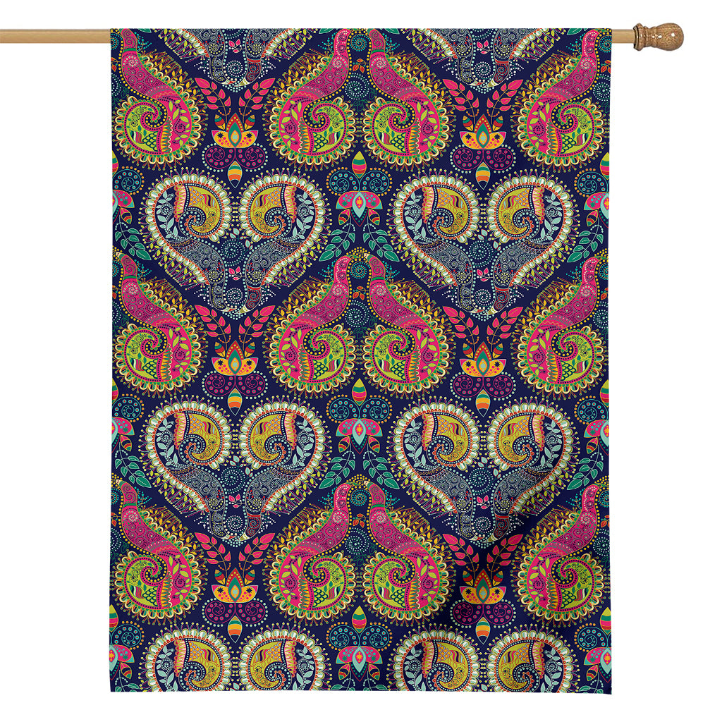 Colorful Boho Paisley Pattern Print House Flag