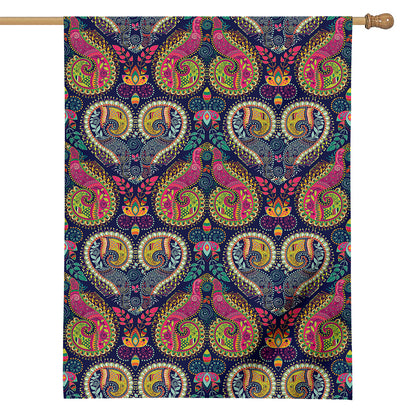 Colorful Boho Paisley Pattern Print House Flag
