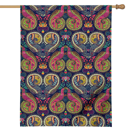 Colorful Boho Paisley Pattern Print House Flag