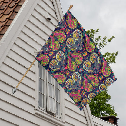 Colorful Boho Paisley Pattern Print House Flag