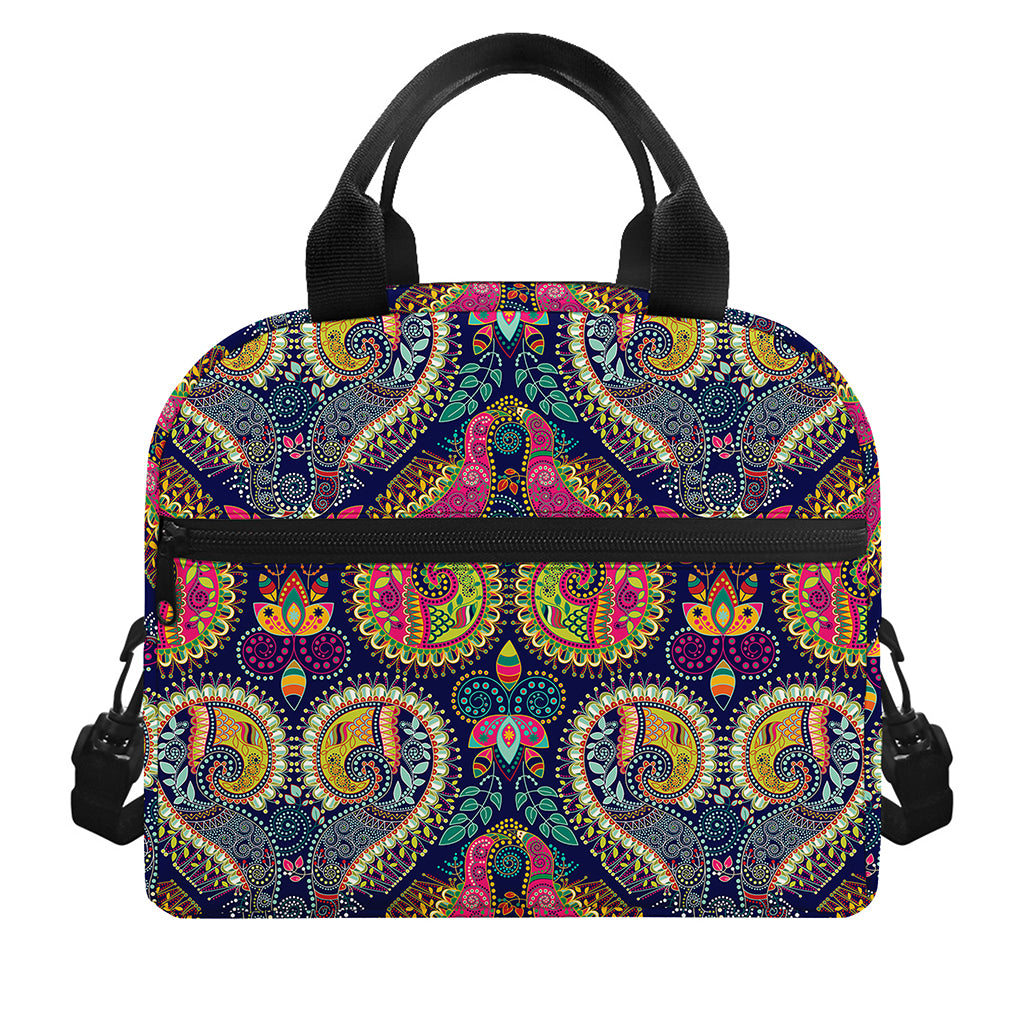 Colorful Boho Paisley Pattern Print Insulated Lunch Bag
