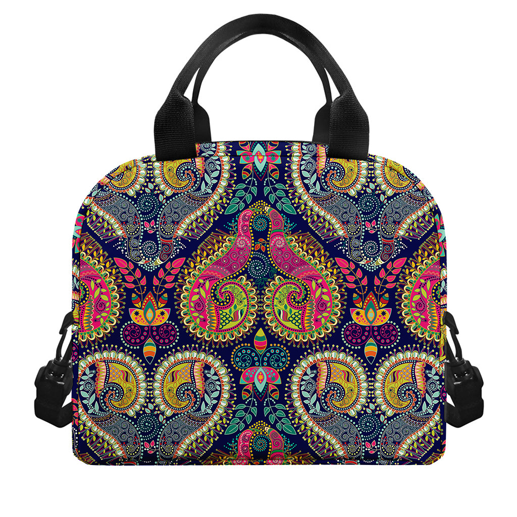 Colorful Boho Paisley Pattern Print Insulated Lunch Bag