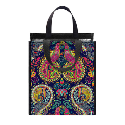 Colorful Boho Paisley Pattern Print Insulated Lunch Tote