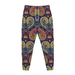 Colorful Boho Paisley Pattern Print Jogger Pants