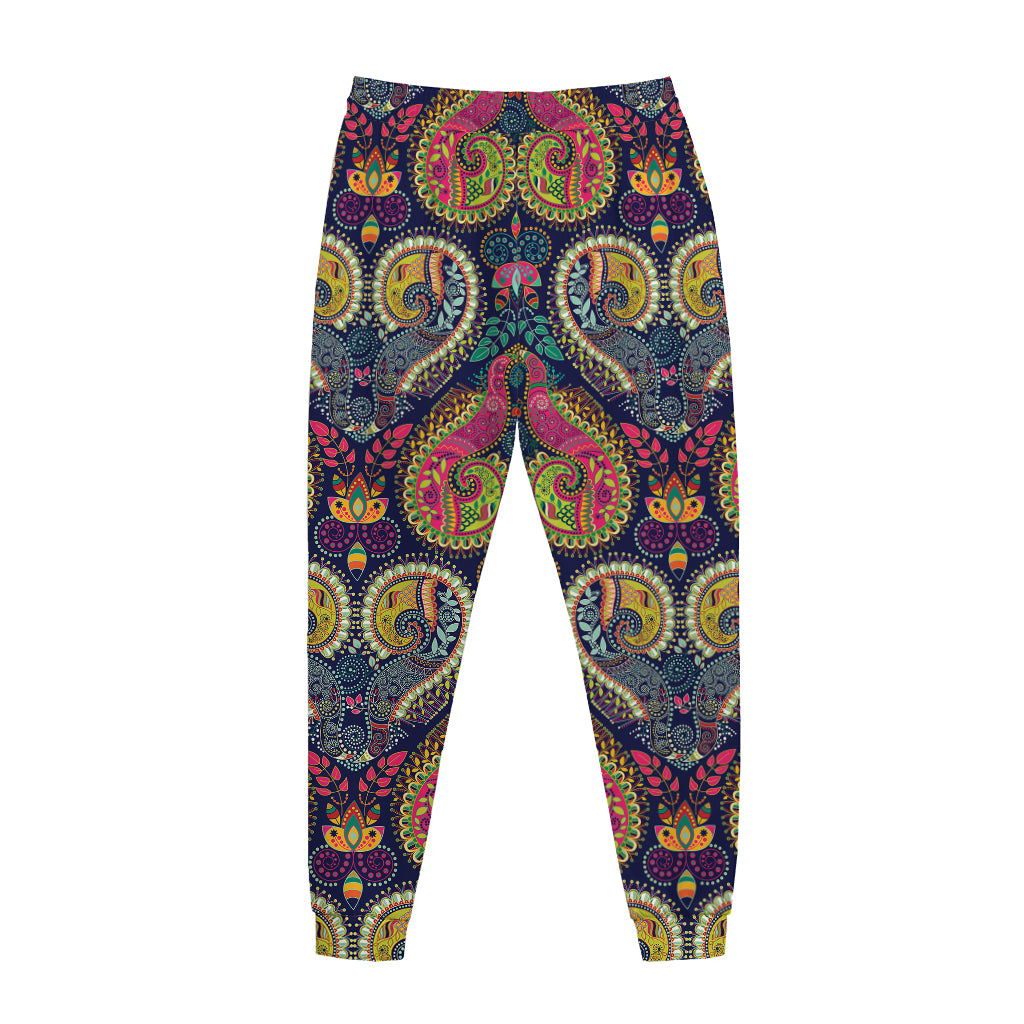 Colorful Boho Paisley Pattern Print Jogger Pants
