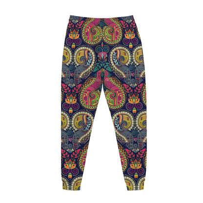 Colorful Boho Paisley Pattern Print Jogger Pants