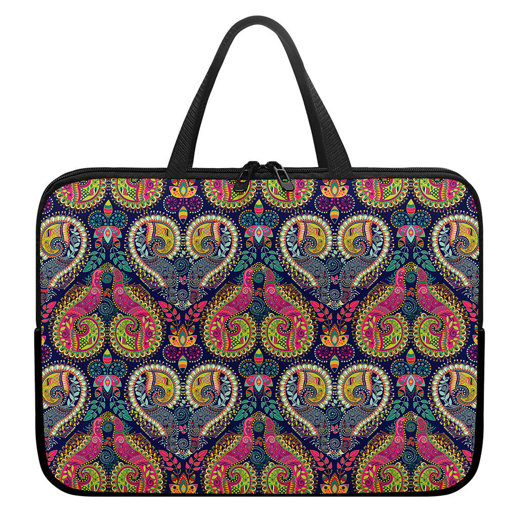 Colorful Boho Paisley Pattern Print Laptop Sleeve With Handle
