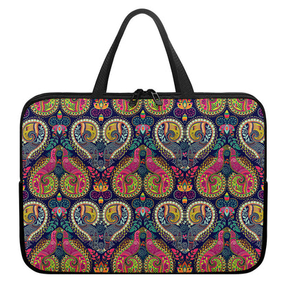 Colorful Boho Paisley Pattern Print Laptop Sleeve With Handle