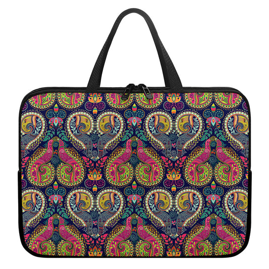 Colorful Boho Paisley Pattern Print Laptop Sleeve With Handle