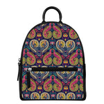 Colorful Boho Paisley Pattern Print Leather Backpack