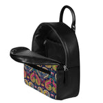 Colorful Boho Paisley Pattern Print Leather Backpack