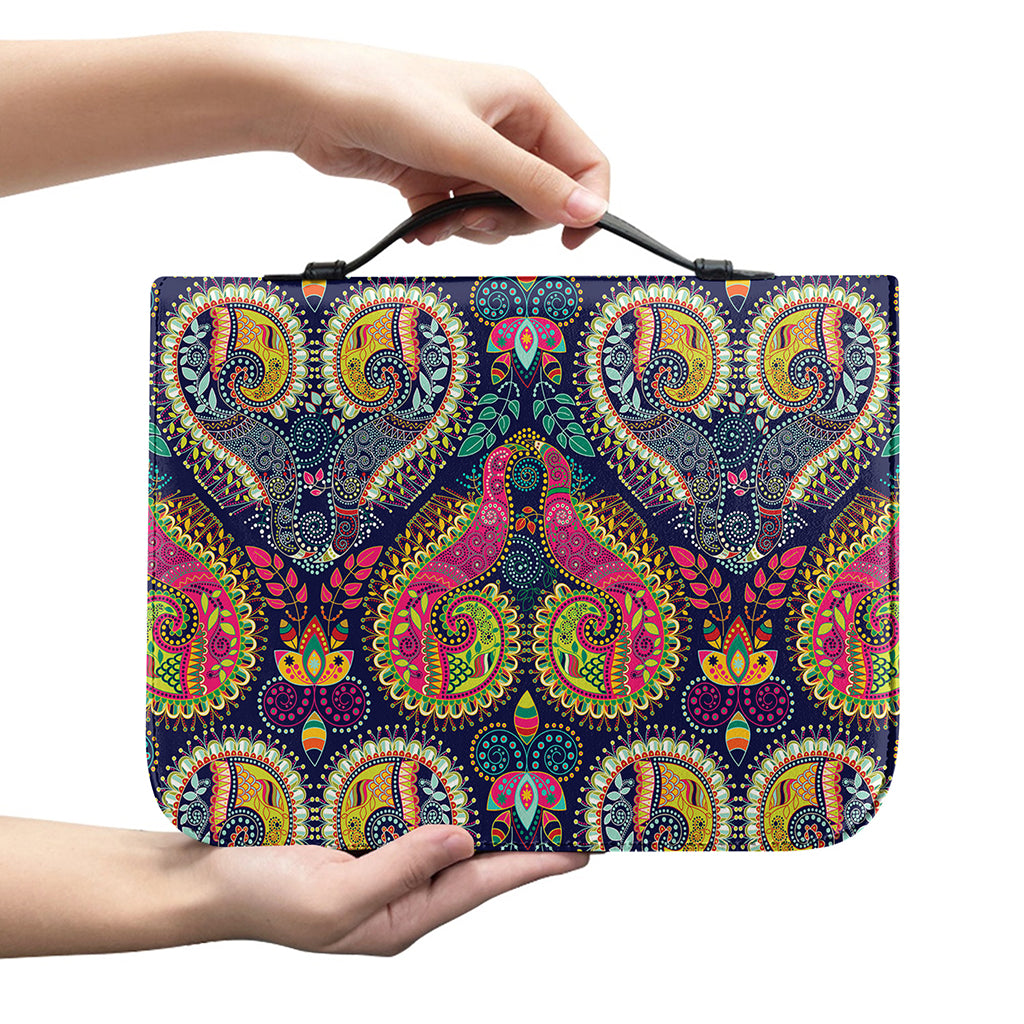 Colorful Boho Paisley Pattern Print Leather Bible Cover