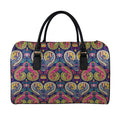 Colorful Boho Paisley Pattern Print Leather Duffel Bag